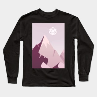 Minimalist Rocky Mountain Polyhedral D20 Dice Sun RPG Landscape Long Sleeve T-Shirt